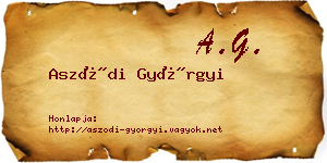 Aszódi Györgyi névjegykártya